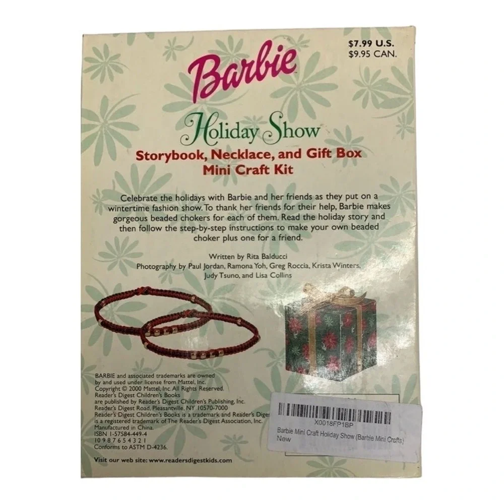 Vintage Barbie Holiday Show Storybook Necklace Gift Box Mini Craft Kit New‎